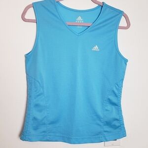 Adidas Blue Workout V Neck Women's  Top Size M